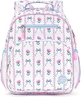 Kids Backpack for Girls: Girls Backpack 5-8 - Kindergarten Elementary School Bookbag for Girl - Bowknot Rose Sky Blue