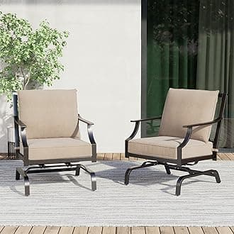 Grand Patio Outdoor Rocking Chairs - Motion Chairs Set of 2, Patio Seating with Olefin Cushions, Beige