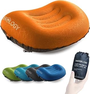 Trekology Ultralight Inflatable Camping Travel Pillow - ALUFT 2.0 Compressible, Compact, Comfortable, Ergonomic Inflatable Pillow for Neck & Lumbar Support, Camping, Hiking, Backpack
