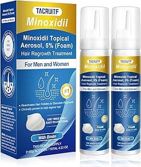 - Minoxidil Foam, 5% Topical Minoxidil for Men and Women, Infused with Biotin, Hair Growth Treatment, Supports Thicker and Fuller Hair & Beard, Upgraded version (Minoxidil Foam 4.22Oz, 2-Month Supply)