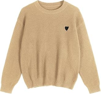 ZAFUL Women Crewneck Sweater Casual Long Sleeve Loose Knit Pullover Tops