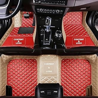 ARAOUE Custom Floor Mats for Cars fit 95% Sedan SUV Sports Car Full Coverage All Weather Pads Protection Non-Slip Leather Floor Liners (Red+Beige Edge)