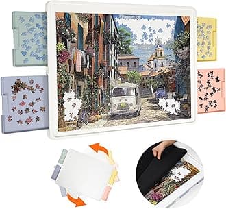 1500 Pieces Rotating Plastic Puzzle Board with Drawers and Cover, 35"x27" Portable Spinning Jigsaw Puzzle Table for Adults, Upgraded Lazy Susan, Ideal Gift for Mum