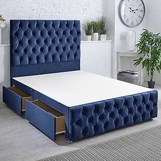 ComfoRest Elegant King Size Bed with 2 Drawers – 5FT – (Blue Plush) – Durable Base for Organised Living – Sturdy Design for Modern Bedrooms – No Mattress Included
