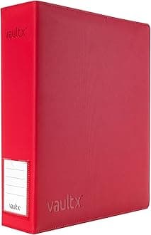 Trading Card 3 Ring Binder, fits 9 Pocket Pages, 900 Cards, Exo-Tec Material, Easy Open, D-Ring Clip Folder for Collectible Card Games, Sports, TCG (Red, Large)