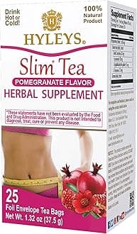 Hyleys Slim Tea Pomegranate Flavor - Weight Loss Herbal Supplement Cleanse and Detox - 25 Tea Bags (6 Pack)
