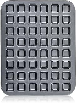 1 Pcs Mini Brownie Bites Pan with Dividers Small Baking Pans 48 Cavity Mini Square Muffin Pan Nonstick Heavy Duty Carbon Steel Cupcake Tool for Christmas Birthday Gift Wedding Party