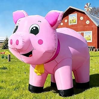 DomKom 6FT Pig Inflatables Christmas Spring, Farm Ranch Blow up Animals Cute, Decorations Outdoor Yard Built-in LED Lights Big Large Decor Party Lawn Holiday Outside