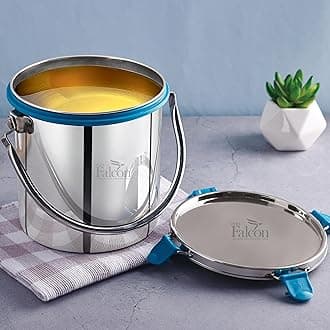 - Stainless Steel Akhand - Jointless Milk Can/Oil Can/Milk Barni/Oil Pot with Lid,100% LeakProof BIS Certified, Jindal Seal & Made In India Sea Green (Barni 5000ml, Sea Green)