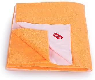 LuvLap Instadry Anti-Piling Fleece Extra Absorbent Quick Dry Sheet for Baby, Baby Bed Protector, Waterproof Baby Sheet, Small Size 100x140cm, Pack of 1, Orange