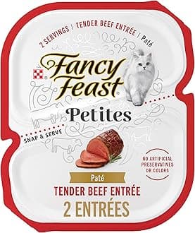 Purina Fancy Feast Petites Tender Beef Entrée Gourmet Wet Cat Food Pate - (Pack of 12) 2.8 oz. Tubs