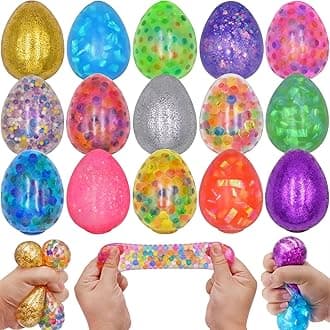 15 Pack Easter Eggs Stress Balls Squishy Toys Squeeze Ball Toys for Easter Egg Hunt Easter Basket Stuffers Party Favors Gifts