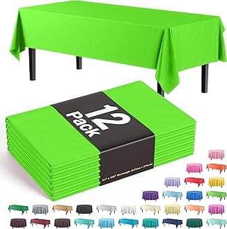 Exquisite 12-Pack Premium Plastic Tablecloth 54in. x 108in. Rectangle Table Cover - Lime Green