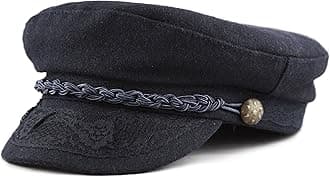 The Hat Depot 1400CD1970 Winter Unisex 100% Wool Greek Fisherman's Hat (S/M, Navy)