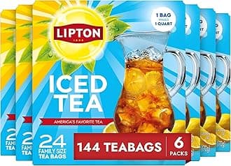 Unsweetened Iced Tea Bags, Family Size Zero Calories, 144 Total Tea Bags (24ct - Pack of 6)