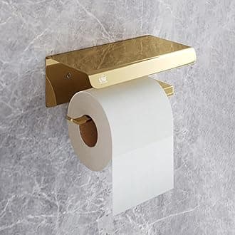 USF Bath Accessories 3 Piece Toilet Paper Roll Holder for Bathroom, 304 Stainless Steel Toilet Paper Holder in Bathroom, Toilet Tissue Roll Holder for Bathroom, Bathroom Accessories(Gold, Square)