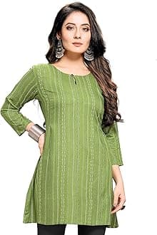 Shiv TextilesRayon Fabric Printed Round Neck Short Kurtis for Women Top Dresses Kurti for Ladies & Girls Kurtis