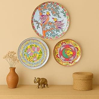RITUALISTIC Madhubani Wall Plates for home decoration | Wall decor items for living room | Metal Wall Décor | Gift items | Home Décor Gift Items | Wall art | Wall showpiece | Set of 3 plate
