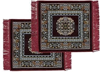 Prayer Aasan/Mat Traditional Design Velvet Aasan | Meditation Prayer Carpet Mat | Pooja Aasan Mat | Multipurpose Premium Velvet Rug Mat Pack of 2-Maroon