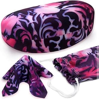 Large Hard Sunglasses Case | fits Large curved Sunglasses, with microfiber bag and cleaning cloth