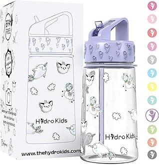 Water Bottle with Straw – 400ml BPA Free Kids Water Bottles for School Travel Sports – Leakproof Childrens Drink Bottle for Girls Boys Childs