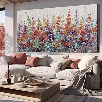 XIANSHOU Pink and Gold Wall Art Flowers Picture Textured Wall Art for Bedroom Living Room Office Girls Room Wall Decoration 29"x 58"