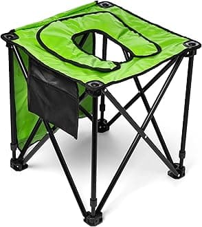 Travel John Foldable Commode Chair - Portable Camping Toilet, Steel Frame with Padded Seat, Supports up to 225lbs