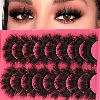 Eyelashes Mink Lashes Dramatic Full Volume False Eyelashes 6D Faux Mink Eye Lash 18mm Long Lashes Pack 8 Pairs by Winifred