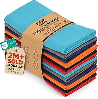 Utopia Kitchen Multi Color Cloth Napkins [12 Pack, 18x18 Inch] Absorbent Cotton Blend Washable and Reusable for Dinner, Restaurant, Lunch, Wedding and Hotel