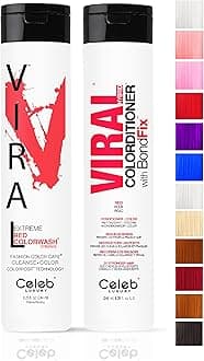 Viral Duo Color Depositing Colorwash Shampoo & Conditioner Set + Bondfix Bond Rebuilder, Semi Permanent Hair Color, Vegan Hair Dye, Extreme Red