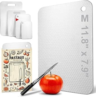 Stainless Steel Cutting Board, Non-Toxic Cutting Board for Kitchen, Latest Texture Design Reduces Knife Marks, Anti-Slip Surface, Knife-Friendly, Perfect for Cutting Meat, Fruits, Bread(M Size)