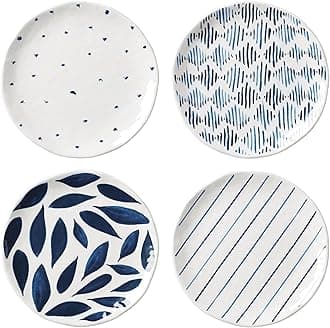 895235 Blue Bay Melamine Assorted Accent Plates, Set of 4, Lightweight Melamine Material