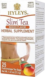 Hyleys Slim Tea Mango Flavor - Weight Loss Herbal Supplement Cleanse and Detox - 25 Tea Bags (6 Pack)