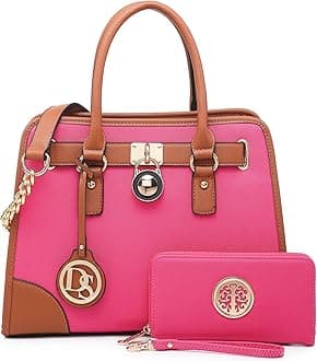 Dasein Women's Designer Padlock Belted Top Handle Satchel Handbag Purse Shoulder Bag With Wallet…