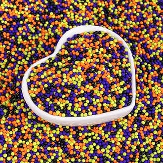 Edible Pearl Sprinkles,Nonpareils Purple Black Green and Orange Mix,130g/4.58oz,Cute Pearls Cake Candy,Mini Sugar Sprinkles for Decorations Baking,Cake Ice Cream Cookies Cupcake Toppe Chocolate,Birthday Thanksgiving Christmas Supplie