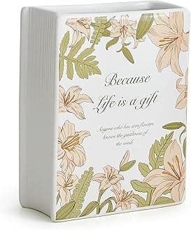 Book Shaped Ceramic vase: a Modern Aesthetic Decorative vase Ornament, Suitable for Home, Office, Bedroom, Bookshelf and Other Scene Decoration Ornaments (Lily, Large)