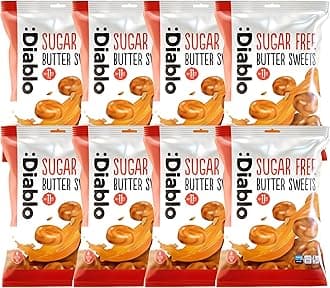 Diablo Sugar-Free Candy Butter Sweets, Healthy Sweets Sweetened with Maltitol, Sugar-Free Treats for All Occasions, Ideal for Gift Boxes, Mother’s Day & Father’s Day – 75g, Pack of 8