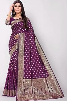 C J Enterprise Women's Pure Kanjivaram Silk Saree Banarasi Soft Sari With Blouse Piece For Wedding (Pari124-50)