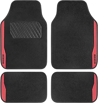 Motor Trend SpeedSeries Carpet Car Floor Mats Set - Versatile Fit for Cars, Trucks, SUVs, Vans Red Trim Racing Design Car Mat Full Set Tapetes para Carro - Set of 4, Black & Red Car Carpet Mats