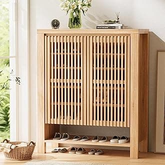 INNOD 43" Tall Shoe Storage Cabinet with Doors, 8-Tier Entryway Shoe Cabinet ...