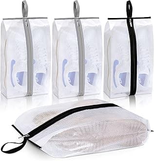 MISSLO XX-Large Shoe Bags for Travel 4 Pack Clear Shoe Storage Bag Waterproof Shoe Pouch Portable Shoe Organizer Bag with Sturdy Zipper for Men & Women, clear, 17" * 9 * 4", Waterproof & Portable