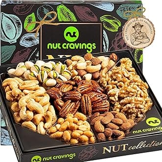 NUT CRAVINGS - Halloween Treats For Adults Nut Collection Gift Basket in Elegant Box (7 Assortments) Holiday Xmas Christmas Food Arrangement, Healthy Snack Care Package, Food Assortments