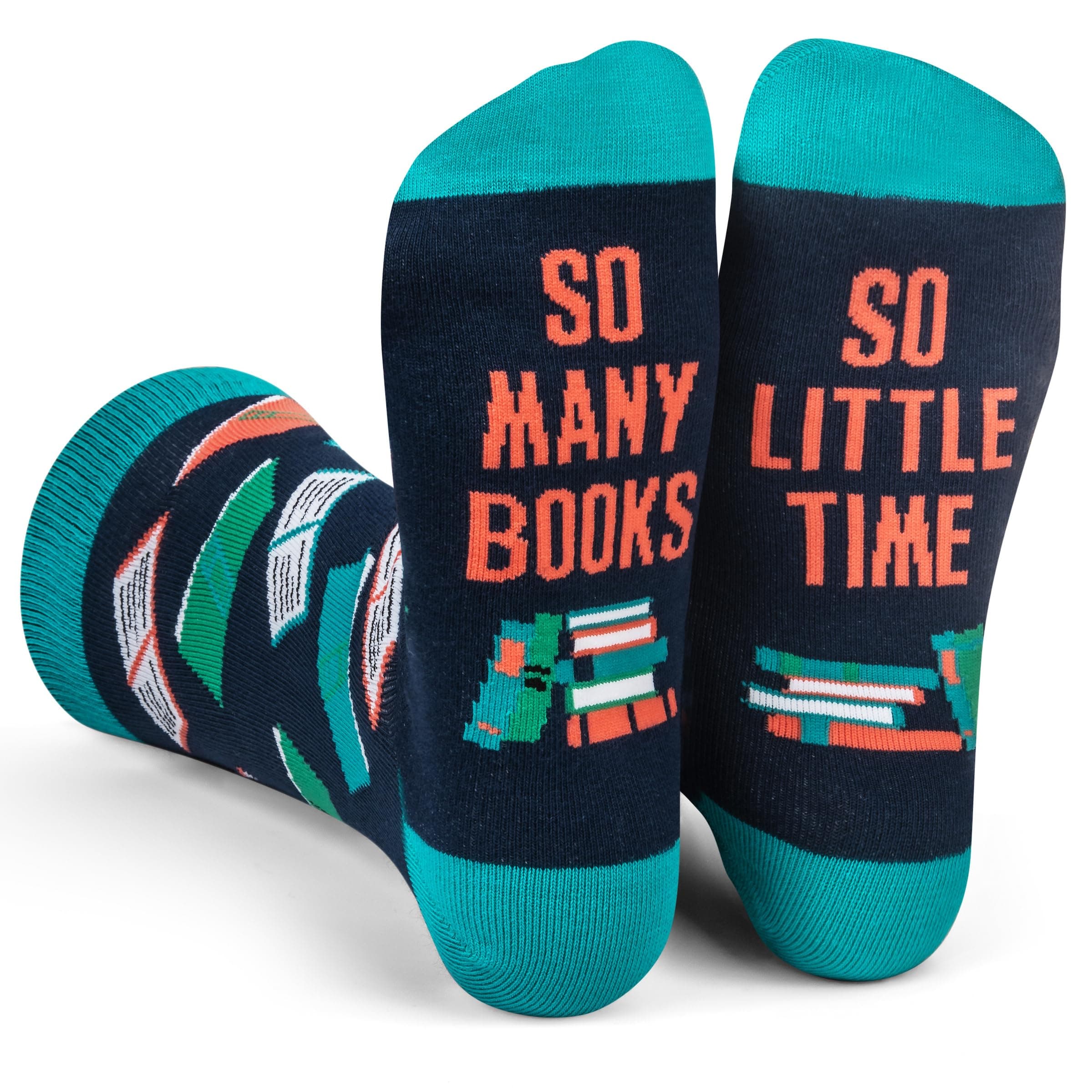 Book and Reading Socks - Cozy Funny Socks for Men and Women, Great Gift for Book Lover or Fun Everyday Wear