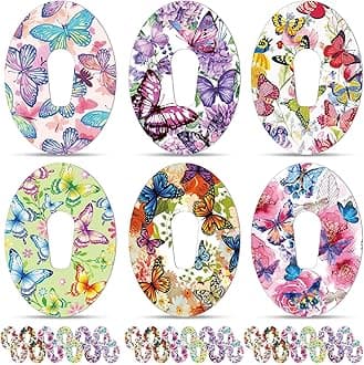 FuWeave 36 Pack Adhesive Patch Compatible with Dexcom G6 Breathable Colorful Butterfly CGM Patches Waterproof Butterfly Pre Cut Adhesive Tape for Continuous Glucose Monitor Protection