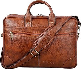 Hard Craft Vegan Leather Office Laptop Messenger and Shoulder Side Sling Hand Bag For Men Corporate Executive Briefcase Bag For Man Supports Laptop Upto 15.6 inches