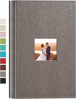 potricher Small Photo Album 4x6 300 Photos Leather Cover Picture Book with 300 Horizontal Pockets for Family Wedding Anniversary and Baby (Gray)