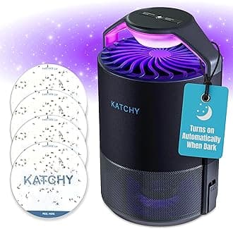 Katchy Midnight Indoor Insect Trap – Auto/Manual Mode – Blue Light & Fan Suction Catcher for Mosquito, Fruit Fly, Gnat, Fungus Gnat & Moth – Ideal for Kitchen & Indoor Plants (Black)