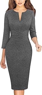 VFSHOW Womens Slim Zipper Up Work Business Office Party Bodycon Pencil Sheath Dress