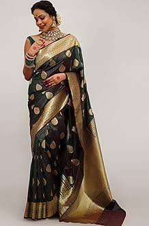 Sugathari Women's Banarasi Saree Pure Kanjivaram Silk Saree Soft new ladies 2025 Design Wear Pattu Sarees Latest Sadi Party Sari collections With Blouse Piece (San Pari-224)