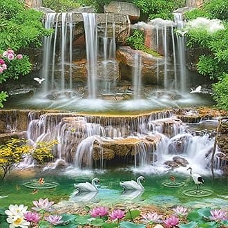 HD PRINT House Self Adhesive Water Fall Wallpaper Wall Sticker for Home Decor, Living Room, Bedroom, Hall, Kids Room, Play Room (PVC Vinyl, Water Proof62 (24 X 24 INCH)